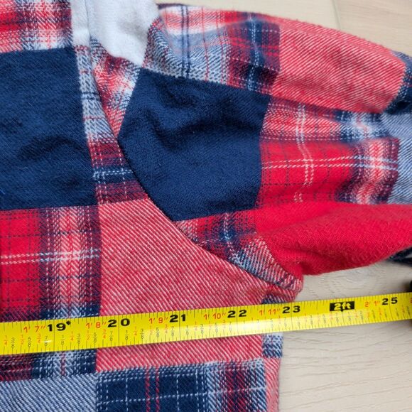 Vermont Flannel Co Shacket Womens XL Red White Blue Patchwork Heavyweight USA - Picture 6 of 10